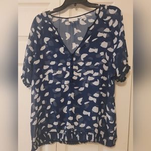 New York and Company Sheer Blouse Navy blue Size L
